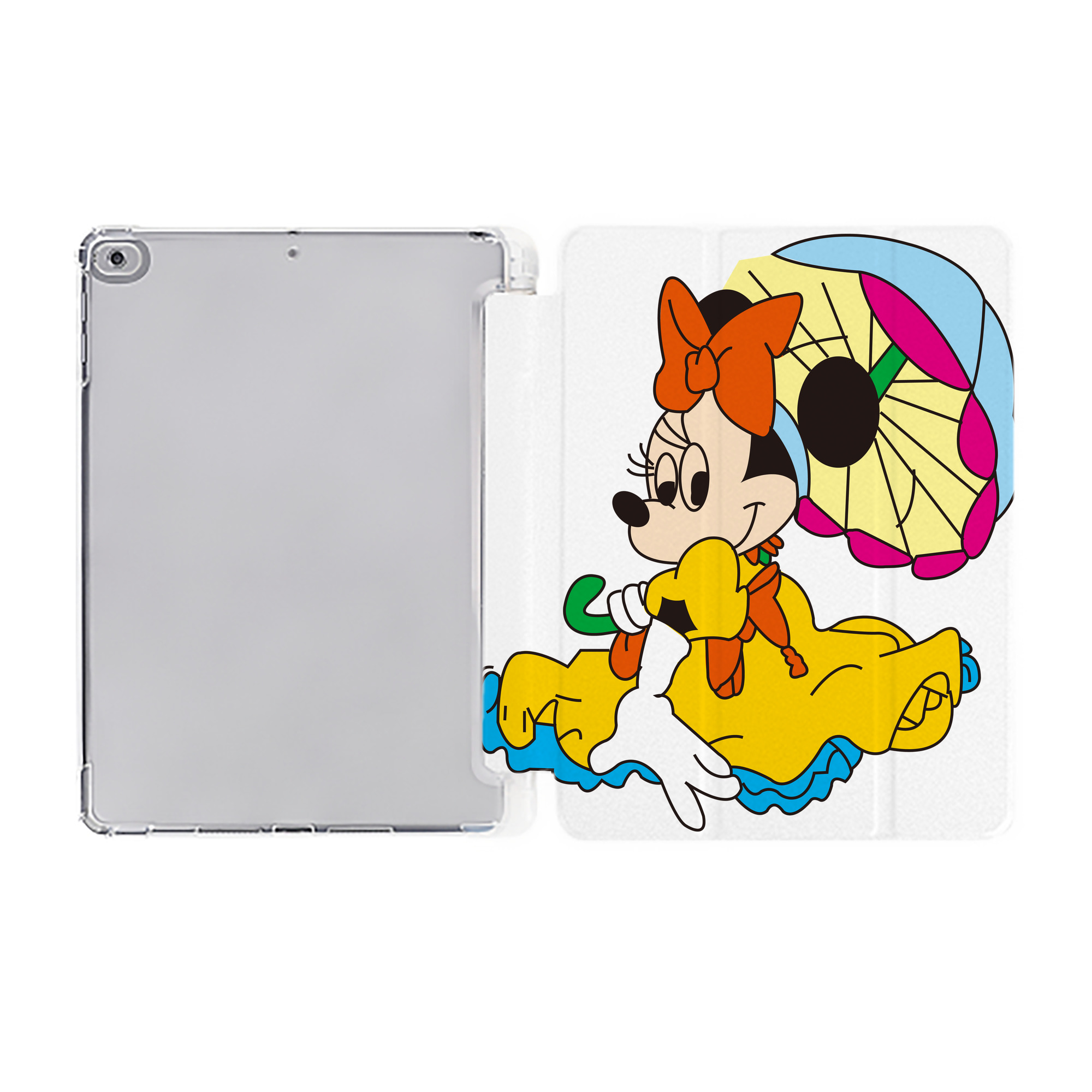 （画像用） ミッキーマウス Mickey Mouse IPad ケース ペン収納付き 三つ折りスタンド PUレザー×シリコン 対応機種9.5/10.5/10.9インチ